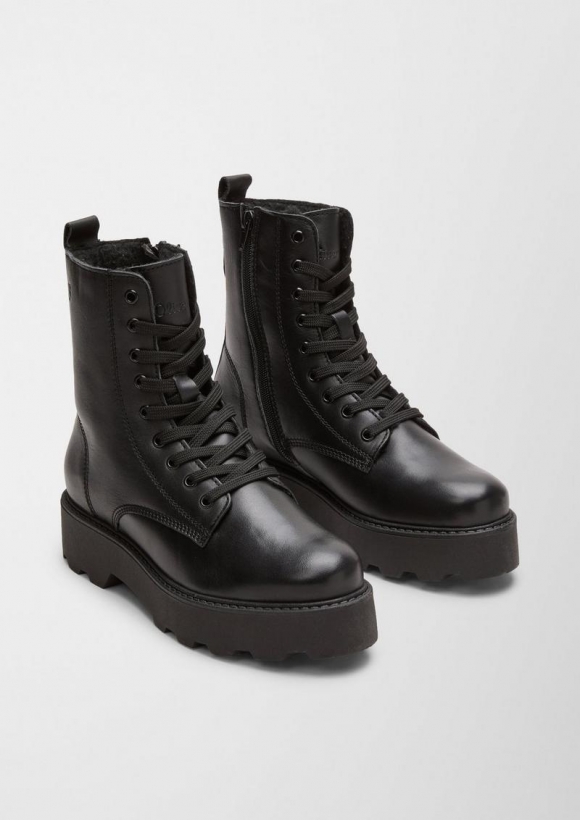 s.Oliver Lederstiefel mit Teddyfutter - schwarz