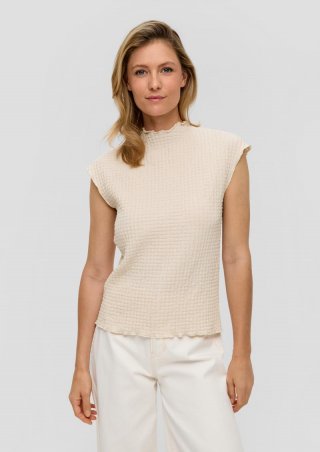 s.Oliver Jersey-Shirt im Slim Fit mit Musterstruktur - beige