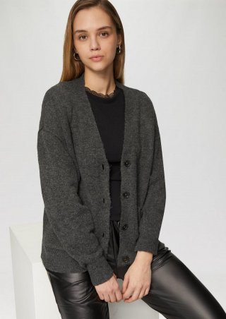 s.Oliver Flauschiger Cardigan mit Knöpfen - schwarz