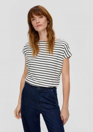 s.Oliver Gestreiftes T-Shirt - ecru