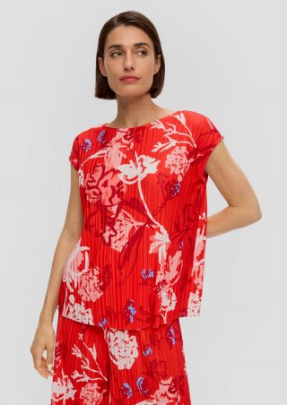s.Oliver Shirt mit Plisseefalten - preiselbeere