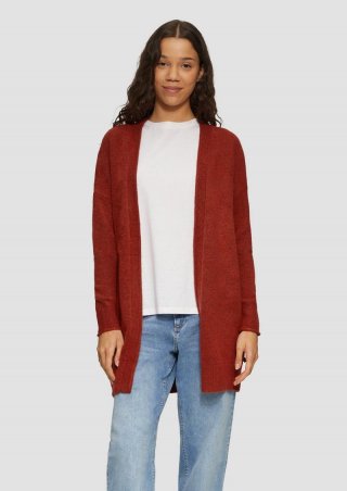 s.Oliver Weiche Strickjacke mit Rollkante - rubinrot