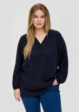 s.Oliver Lyocellbluse mit V-Ausschnitt - navy