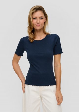 s.Oliver Elastisches T-Shirt im Slim Fit mit Rundhalsausschnitt - tiefblau