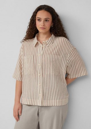 s.Oliver Gestreifte Bluse im Loose Fit - aubergine