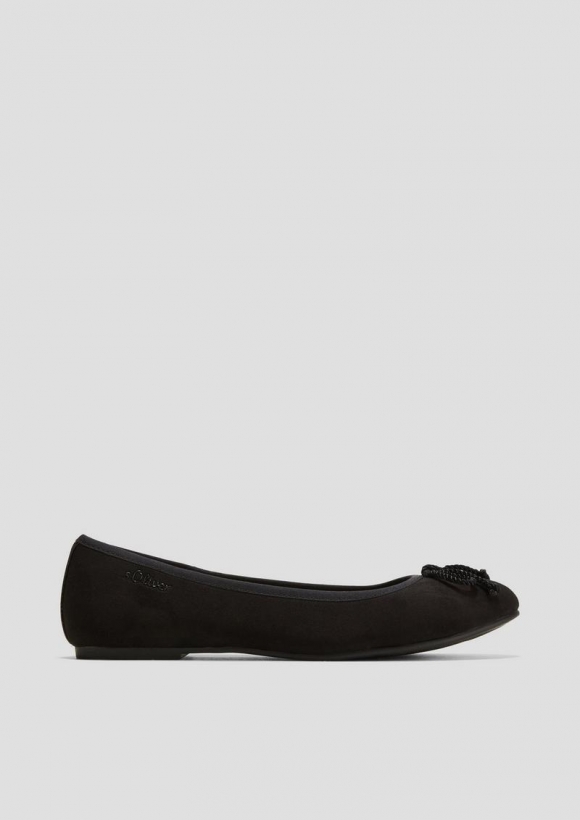 s.Oliver Ballerinas in Leder-Optik mit Schleife - schwarz