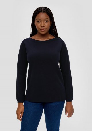 s.Oliver Strickpullover mit geschlitztem Saum - navy