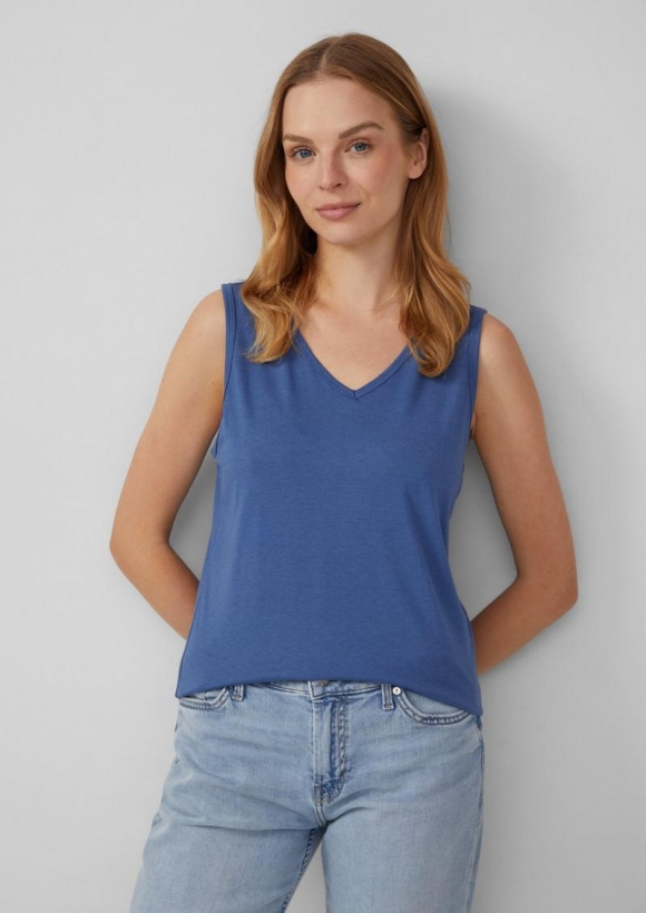 s.Oliver Top mit V-Ausschnitt und Rücken-Detail - royalblau