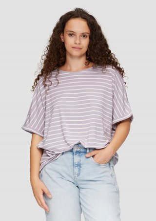 s.Oliver T-Shirt aus Lyocellmix mit Ringelmuster - grau