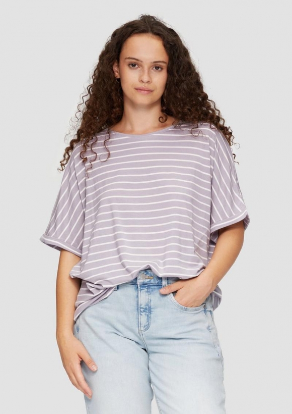 s.Oliver T-Shirt aus Lyocellmix mit Ringelmuster - grau