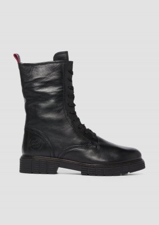 s.Oliver Schnür-Stiefel aus Leder - schwarz