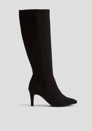 s.Oliver Lange Stiefel in Veloursleder-Optik - schwarz