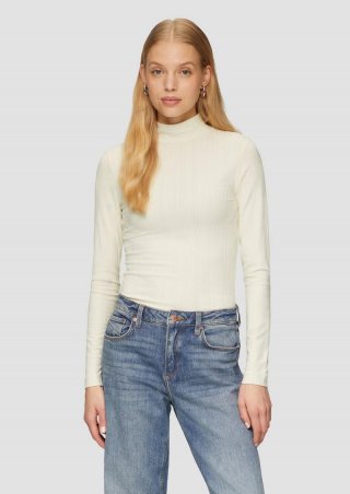 s.Oliver Rippshirt im Slim Fit aus Viskosemix - beige