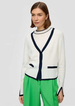 s.Oliver Strickjacke mit Kontrast-Details - creme