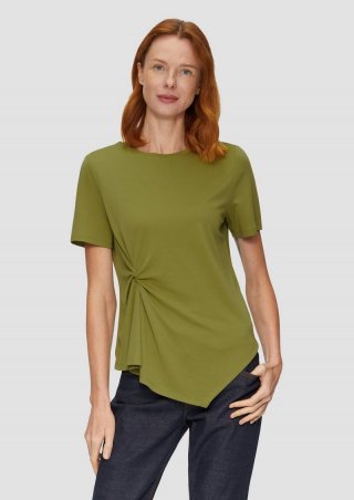 s.Oliver Fließendes T-Shirt mit Knotendetail - guacamole
