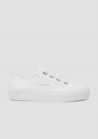 s.Oliver Denim-Sneaker mit Logo - weiß