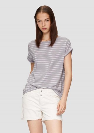 s.Oliver T-Shirt aus Lyocellmix mit Ringelmuster - grau