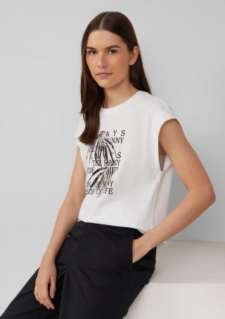 s.Oliver T-Shirt im Relaxed Fit mit Folienprint - weiß