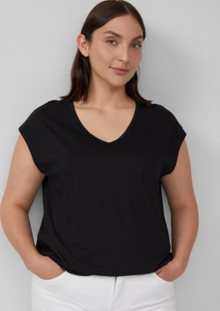 s.Oliver T-Shirt mit V-Ausschnitt im Relaxed Fit - schwarz