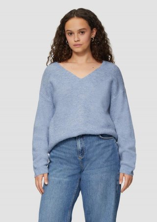 s.Oliver Weicher Pullover mit Rippstruktur - himmelblau