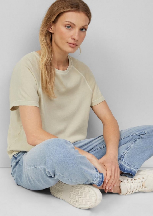 s.Oliver Baumwoll-T-Shirt im Relaxed Fit mit Raglanärmeln - türkis