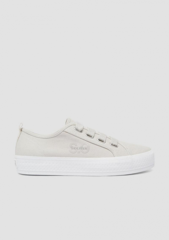 s.Oliver Denim-Sneaker mit Logo - hellgrau