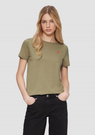 s.Oliver Jerseyshirt mit Herz-Stickerei - olivgrün