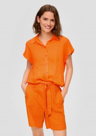 s.Oliver Shorts aus Leinenmix mit Gummizug - orange