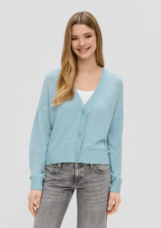 s.Oliver Verkürzte Strickjacke mit Knöpfen - helles türkis