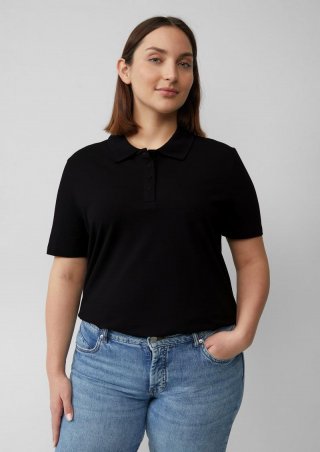 s.Oliver Piqué-Poloshirt aus Baumwollmix - schwarz