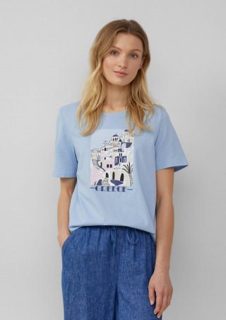 s.Oliver T-Shirt mit Frontprint - hellblau