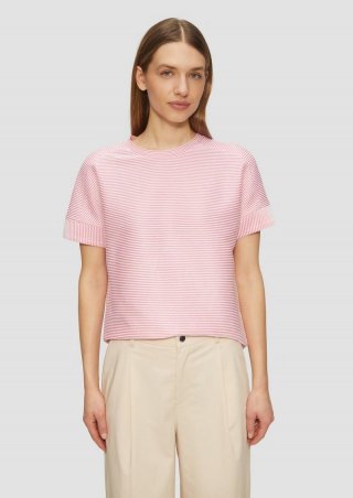 s.Oliver T-Shirt mit Strukturstreifen im Relaxed Fit - rosa