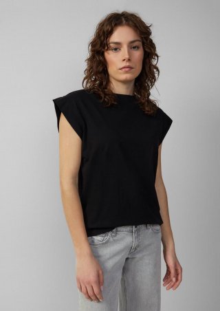 s.Oliver Baumwollshirt mit überschnittenen Schultern - schwarz