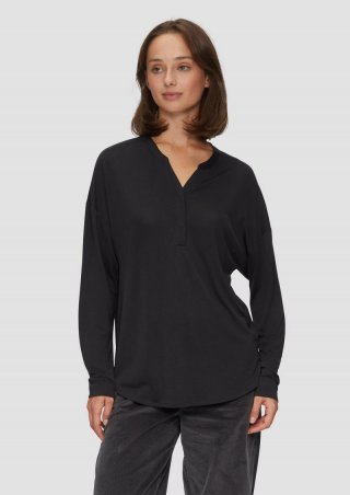 s.Oliver Blusenshirt aus fließendem Modalmix - schwarz