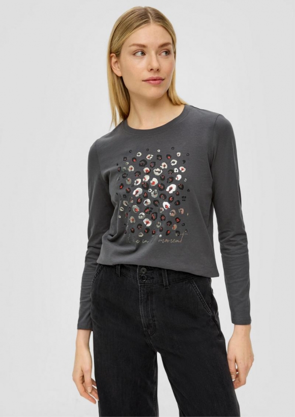 s.Oliver Longsleeve mit Pailletten - dunkelgrau