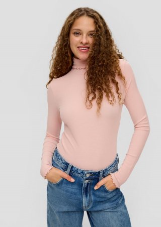s.Oliver Geripptes Longsleeve aus Modalmix - pfirsich