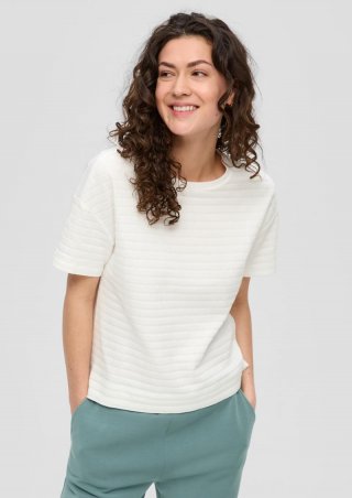 s.Oliver T-Shirt mit Musterstruktur - creme
