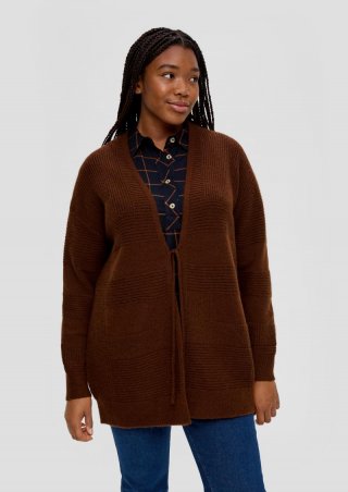 s.Oliver Strickjacke mit Bindeband - braun