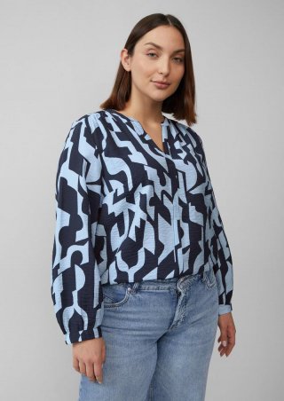 s.Oliver Strukturierte Bluse aus Viskosemix mit Raffung - navy