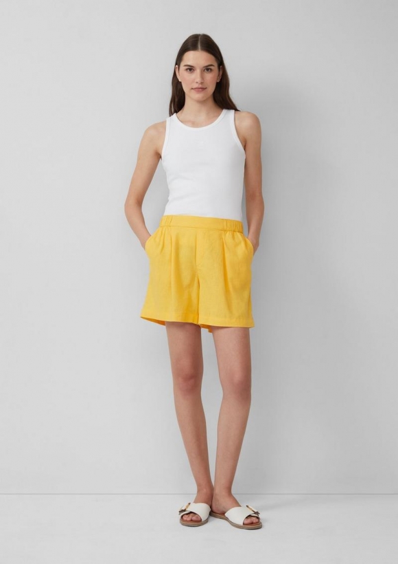 s.Oliver Shorts aus Leinenmix mit Eingrifftaschen - zitrone