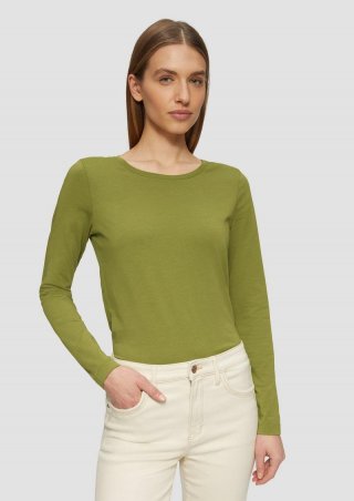 s.Oliver Longsleeve aus Baumwollstretch - guacamole