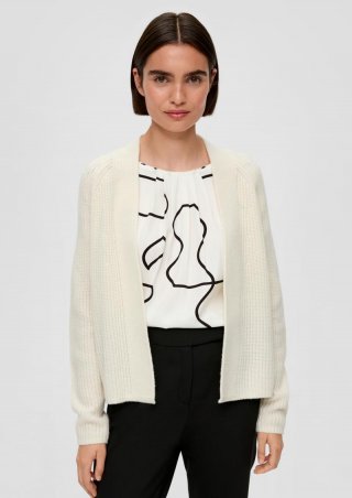 s.Oliver Kurzer Cardigan aus Wollmix - natur