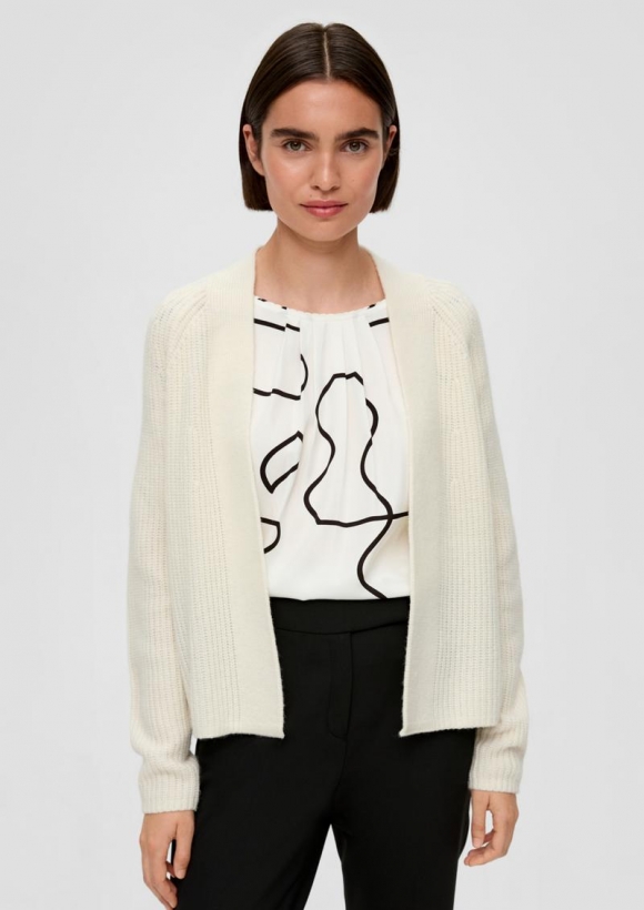 s.Oliver Kurzer Cardigan aus Wollmix - natur