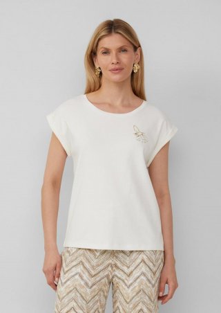 s.Oliver Shirt aus Interlockjersey mit Motivprint - ecru