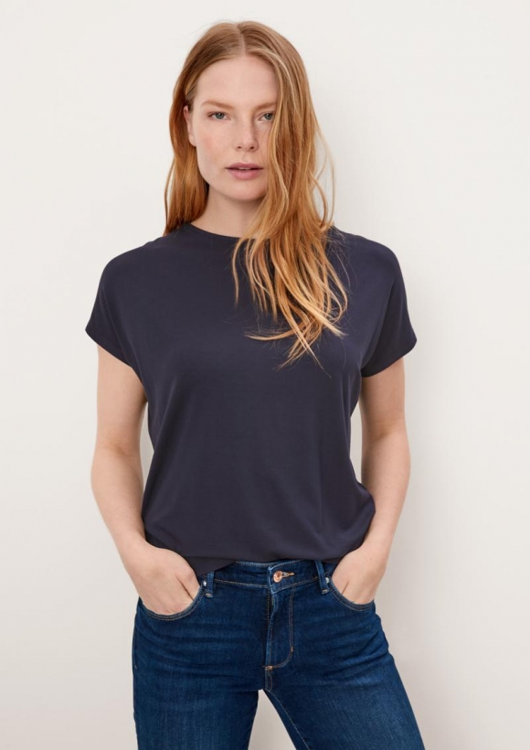 s.Oliver Ärmelloses T-Shirt aus fließendem Viskosestretch - navy