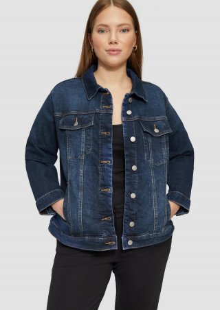 s.Oliver Schmal geschnittene Denimjacke in authentischer Waschung - dunkelblau