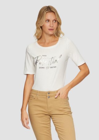 s.Oliver T-Shirt mit Frontprint im Slim Fit - ecru