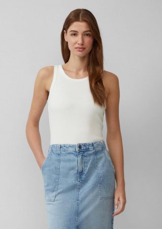s.Oliver Slim-Fit-Top mit Rippstruktur - wollweiß