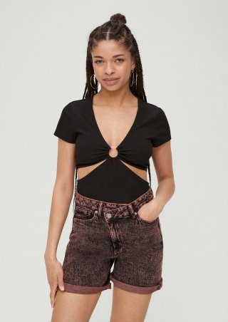 s.Oliver Jeans-Shorts Mom / Relaxed Fit / High Rise / Straight Leg - papaya