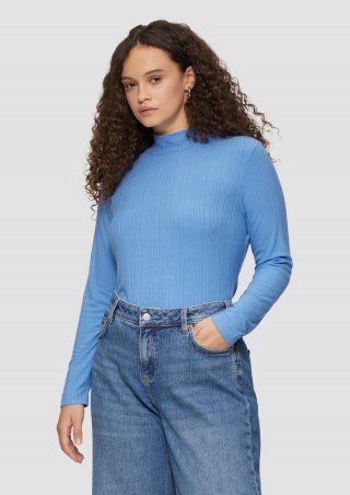 s.Oliver Rippshirt im Slim Fit aus Viskosemix - blau